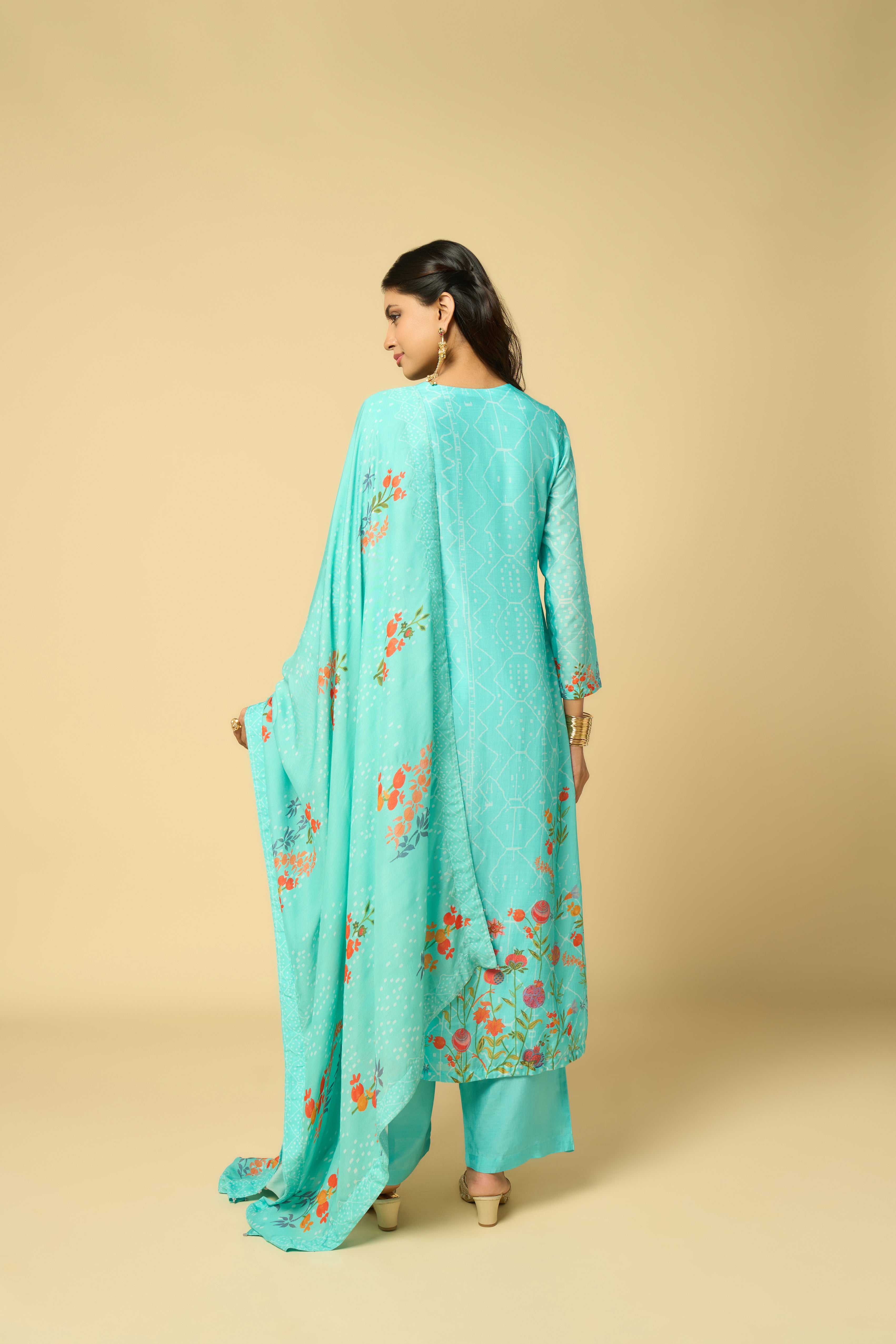 Mogra Unstitched Kurta Set - Pista