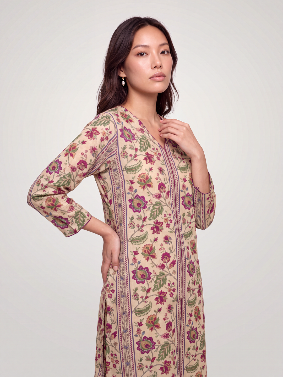 Gulmohar Kurta Set - Beige