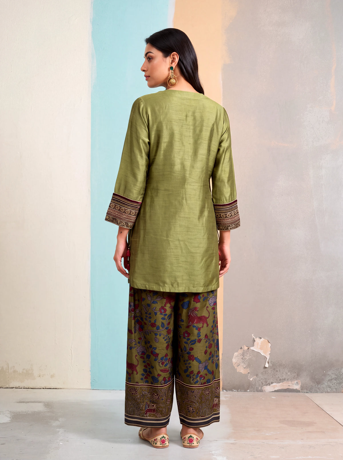 Tivra Kalamkari-inspired Salwar Set-Olive