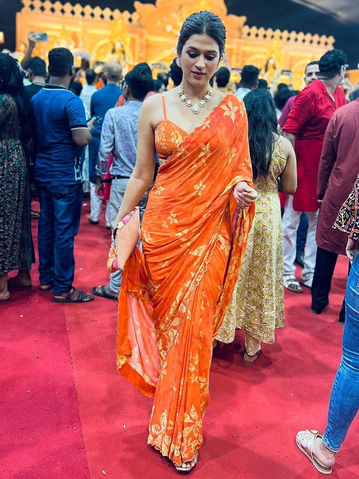 Nargis Saree - Tangerine
