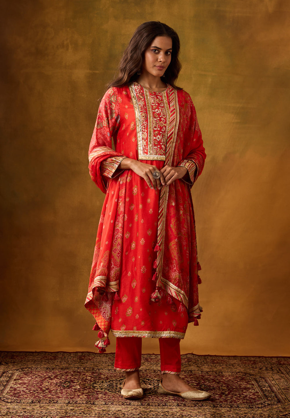 Tara Kurta Set with Dupatta - Orange