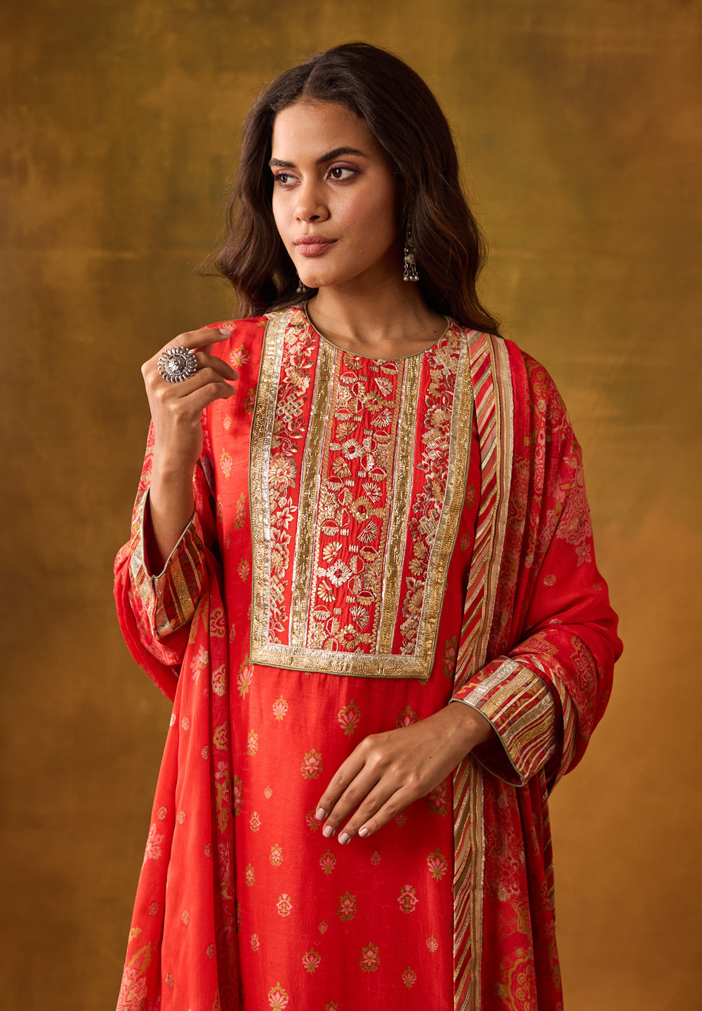 Tara Kurta Set with Dupatta - Orange