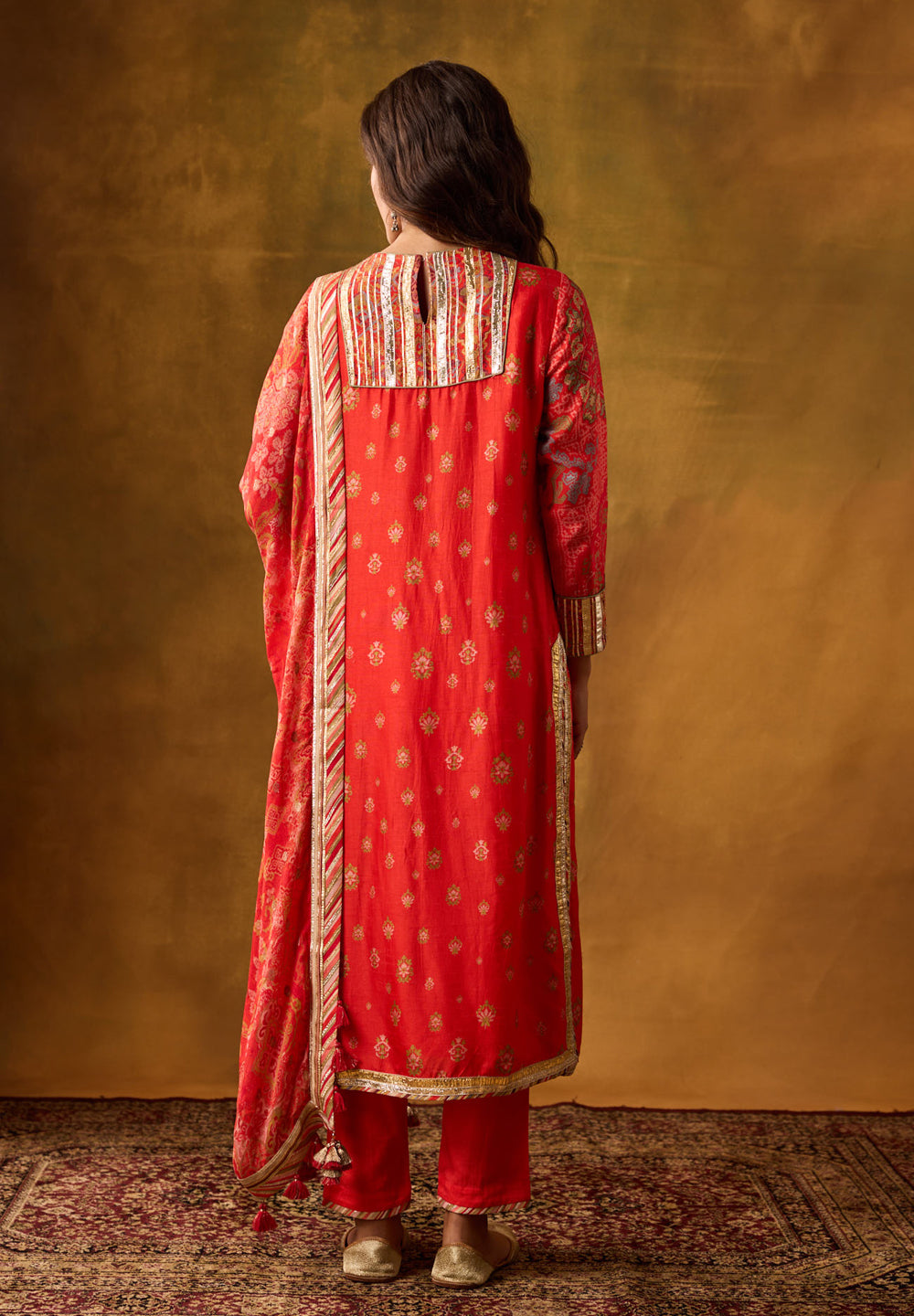 Tara Kurta Set with Dupatta - Orange