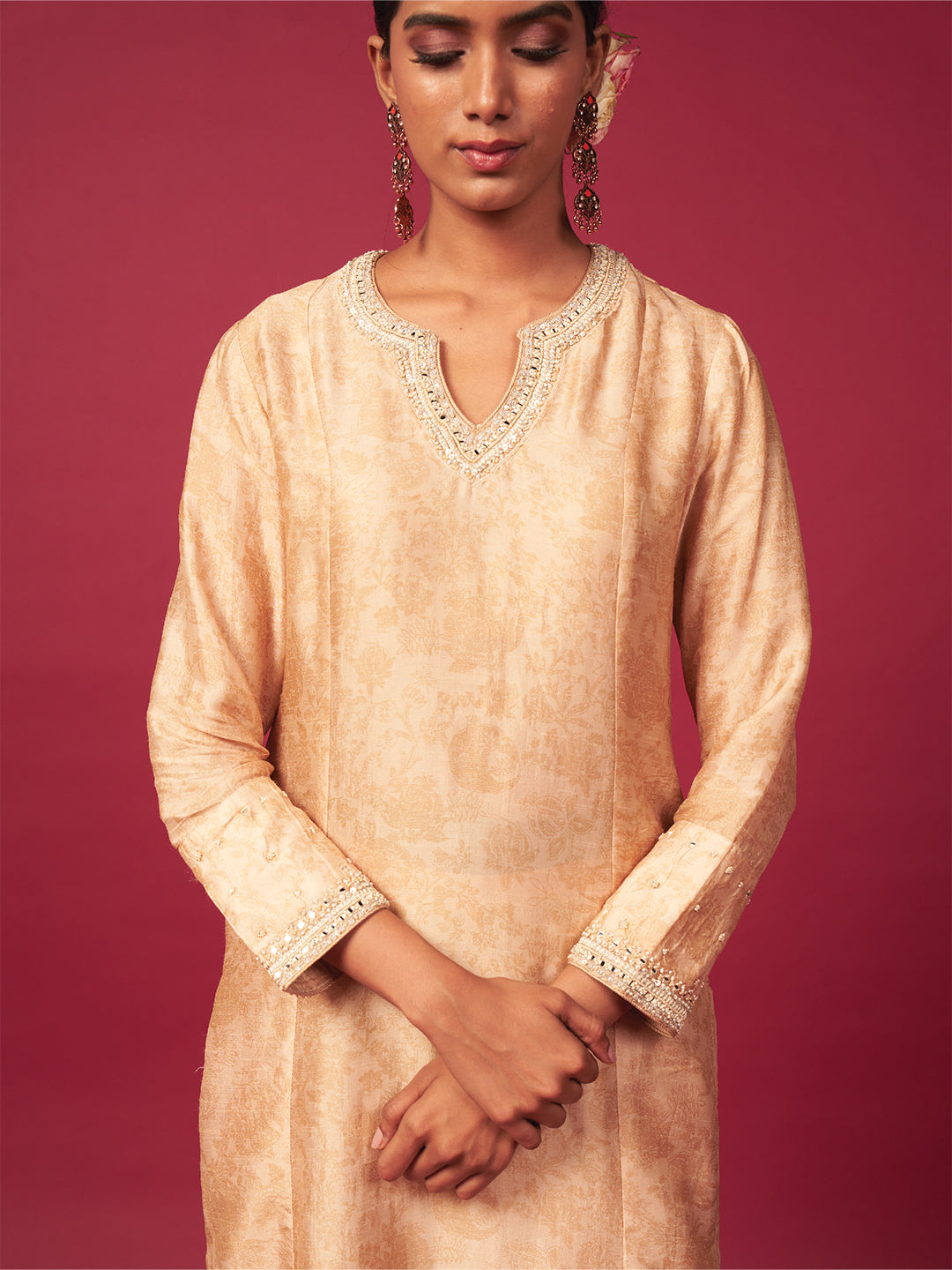 Nafees Sharara Set with Dupatta - Ivory