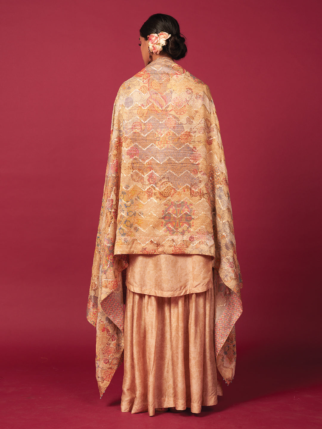 Nafees Sharara Set with Dupatta - Ivory