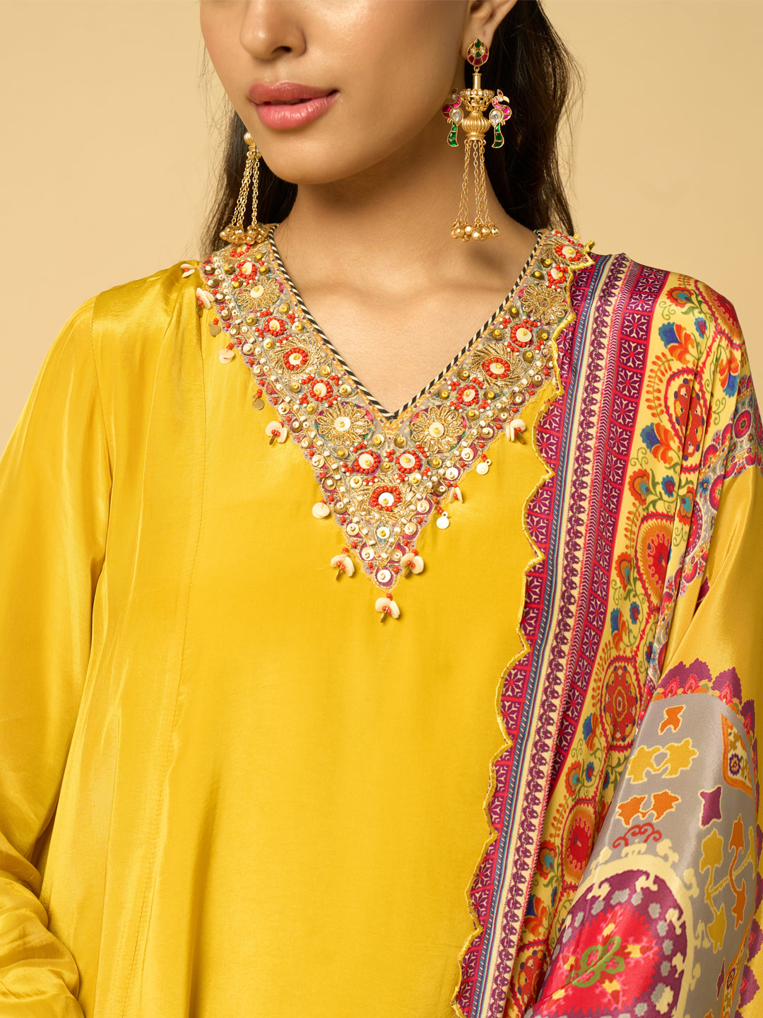 Angaara Kurta Set with Dupatta - Yellow