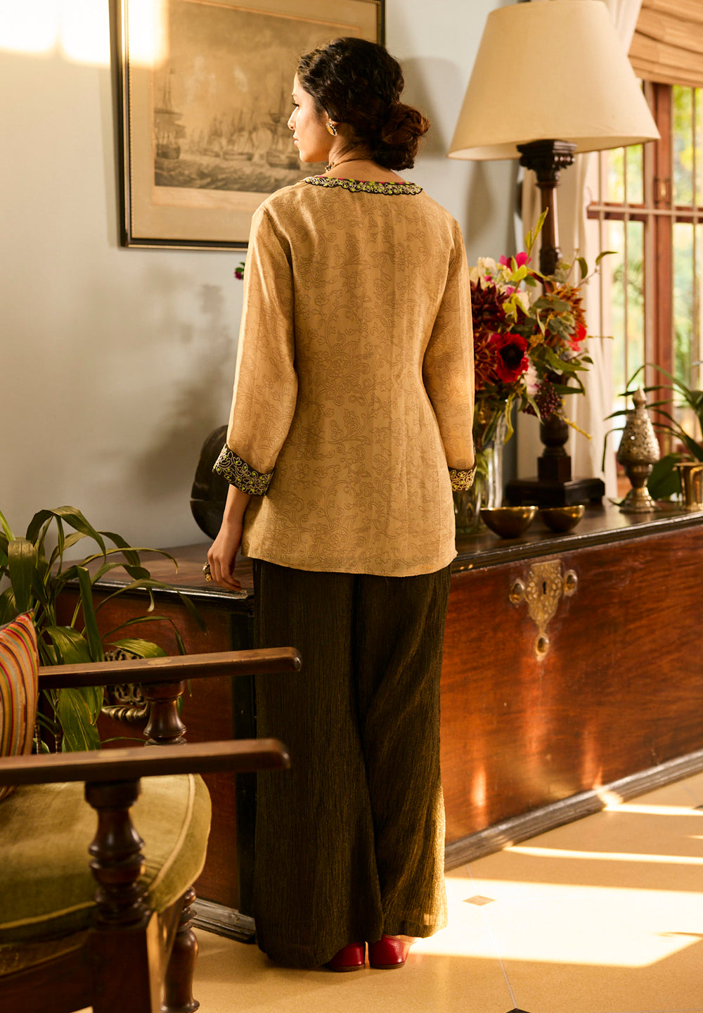 Jugnu Top & Bottom - Cream & Black
