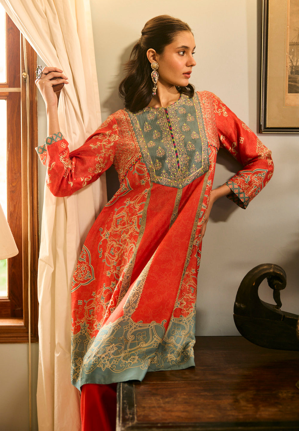 Jugnu Kurta Set with Dupatta - Orange