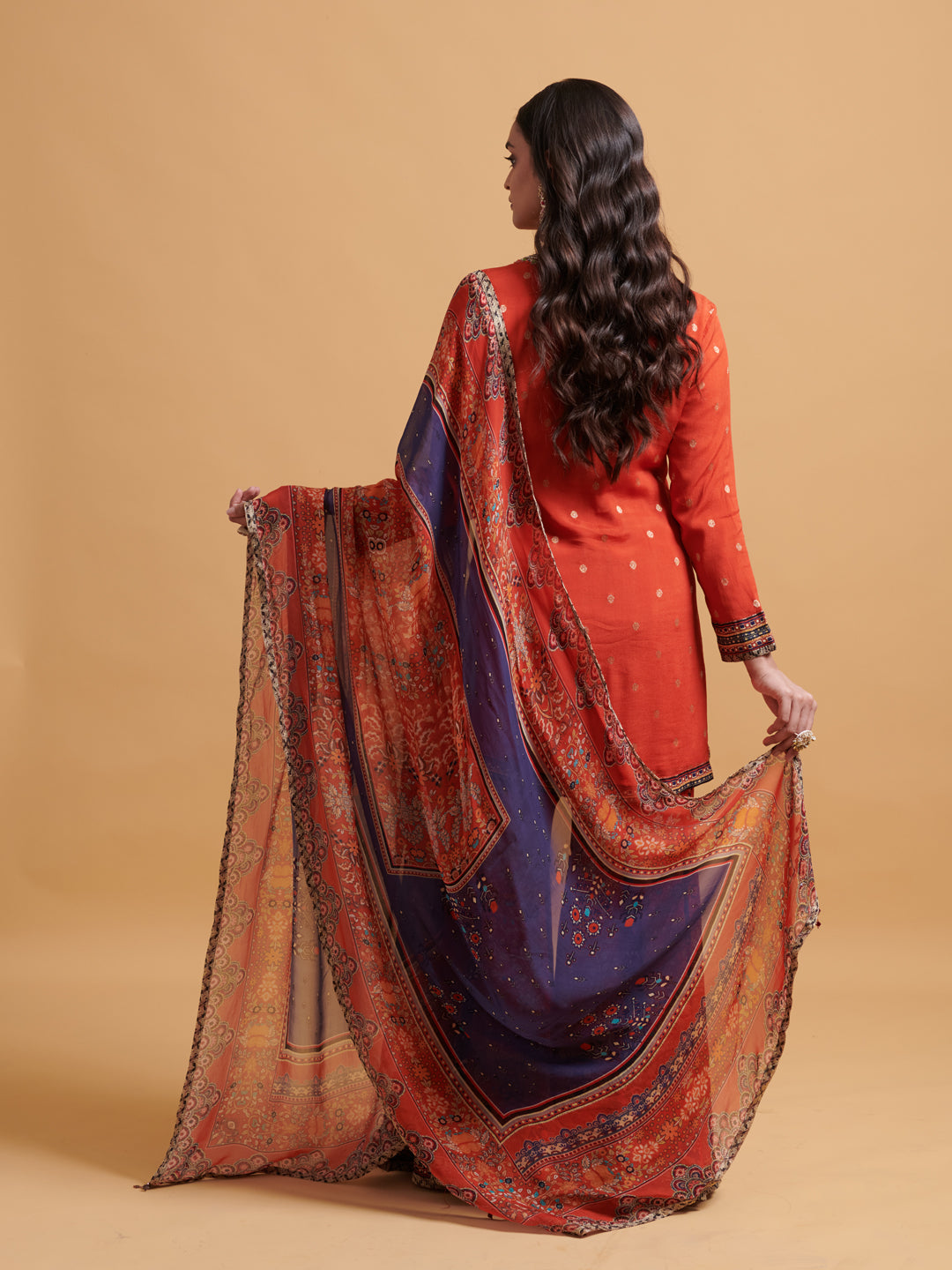 Taruvi Sharara set with Dupatta- Rust