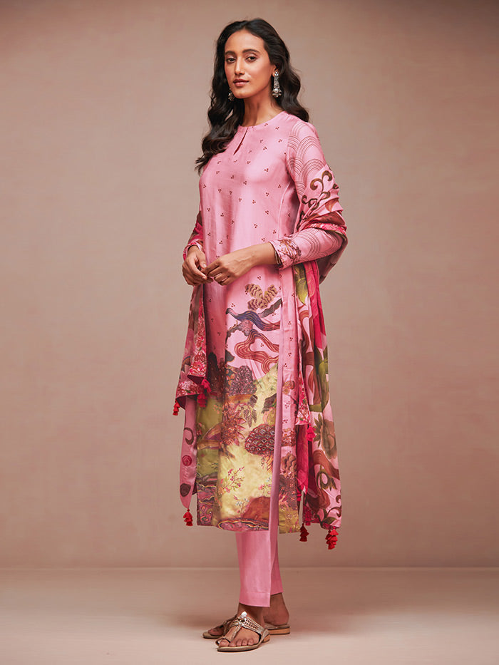 Rue Unstitched Kurta Set - Peach