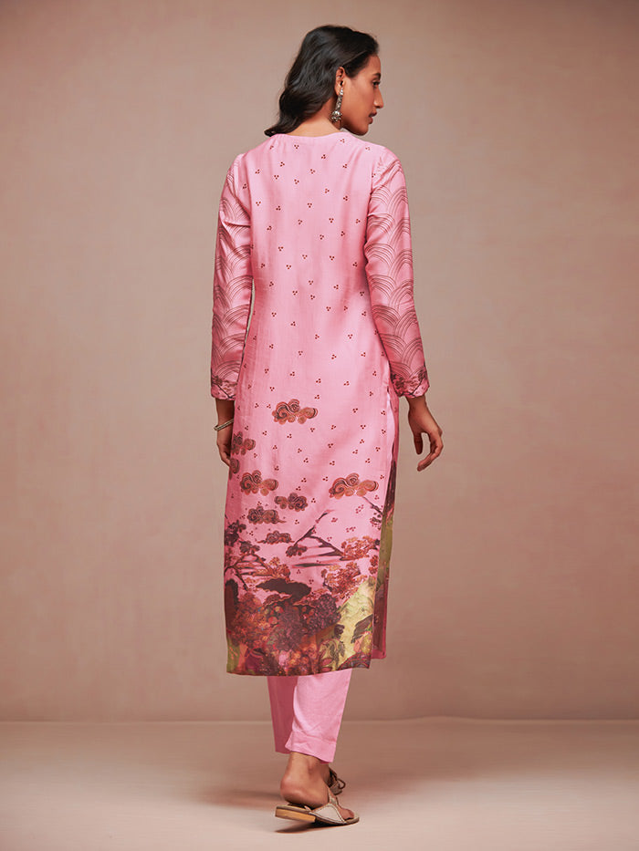 Rue Unstitched Kurta Set - Peach