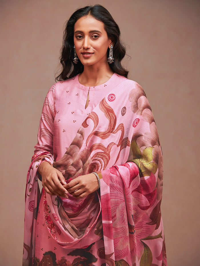 Rue Unstitched Kurta Set - Peach