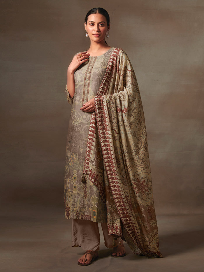Kaia Unstitched Kurta Set - Brown