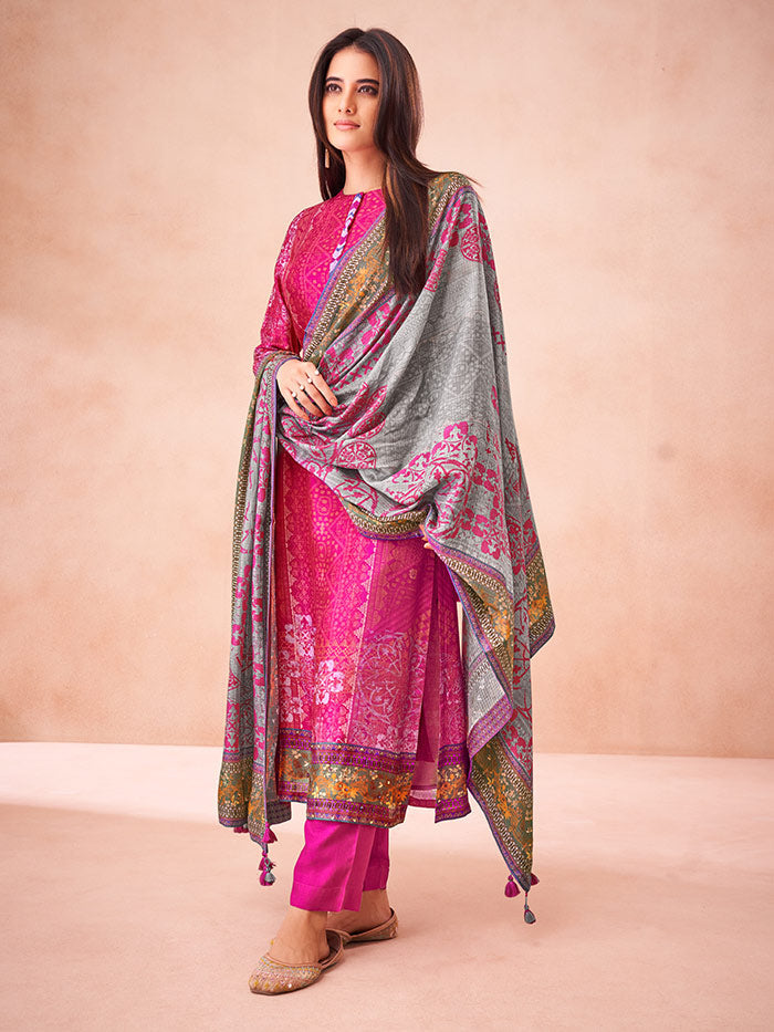Abha Pink Unstitched Kurta Set| Shop Saundh
