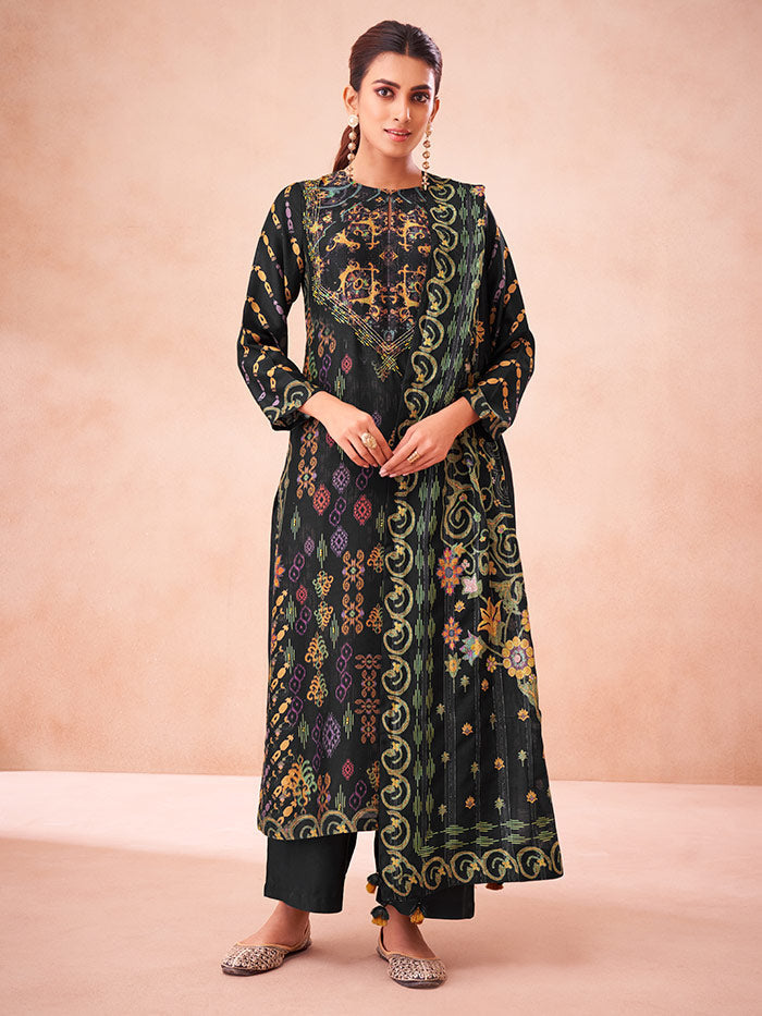 Reet Black Unstitched Kurta Set| Shop Saundh