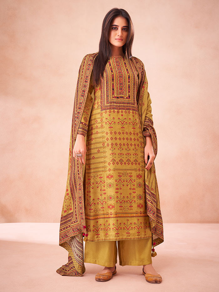Vani Unstitched Kurta Set - Yellow