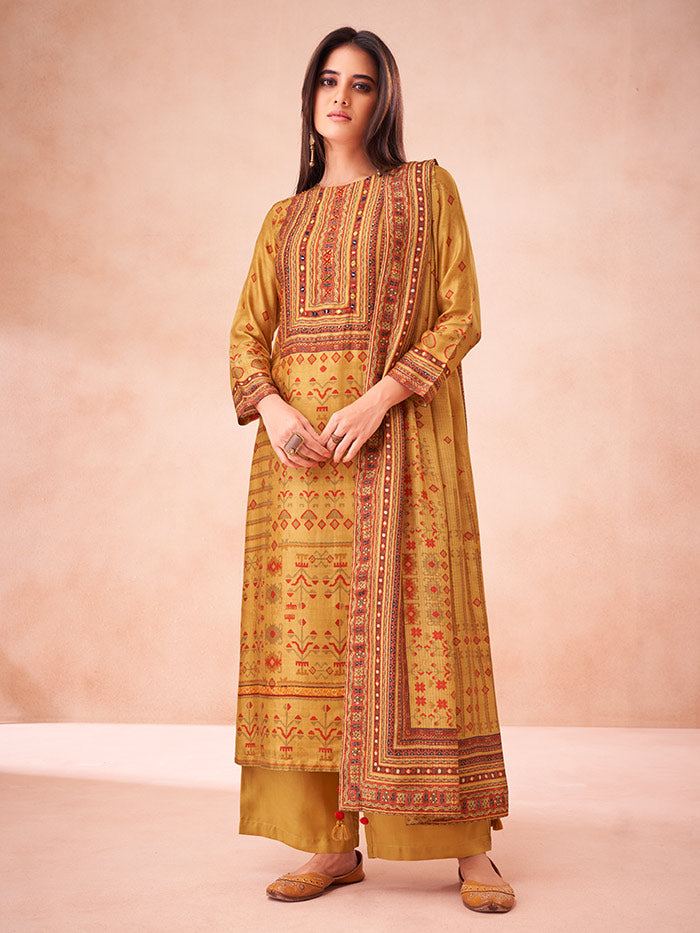 Vani Unstitched Kurta Set - Yellow