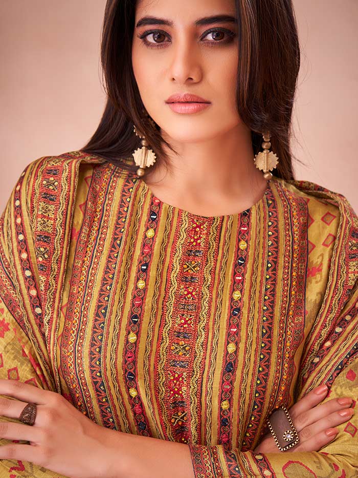 Vani Unstitched Kurta Set - Yellow