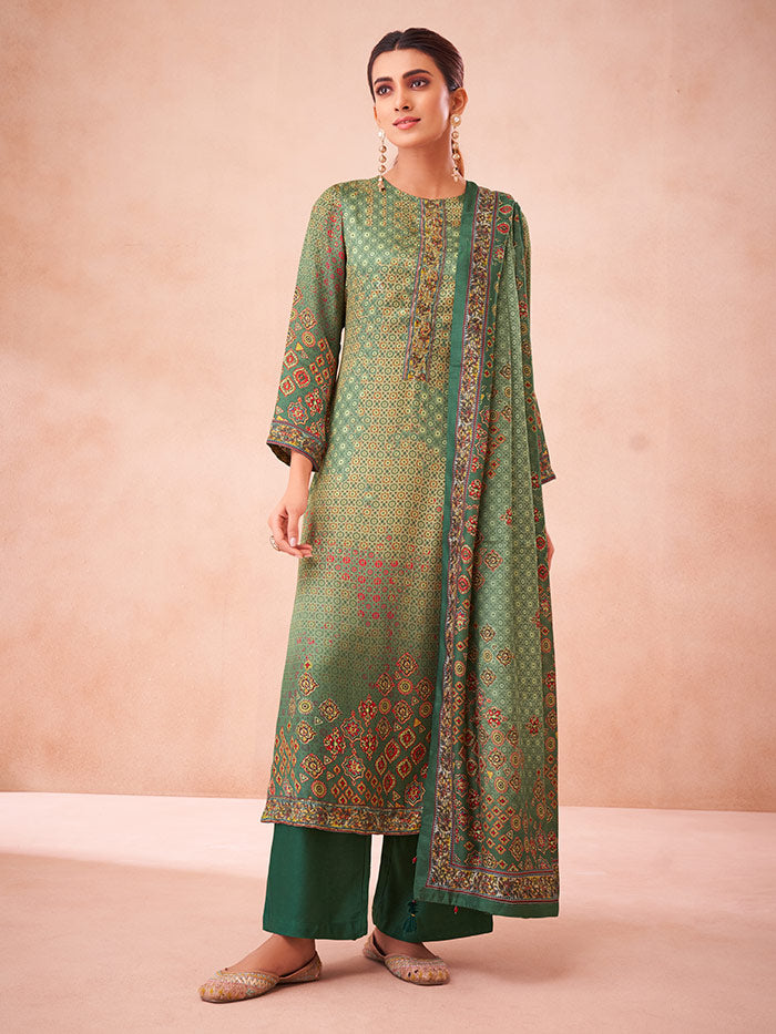 Kalaa Unstitched Kurta Set - Green