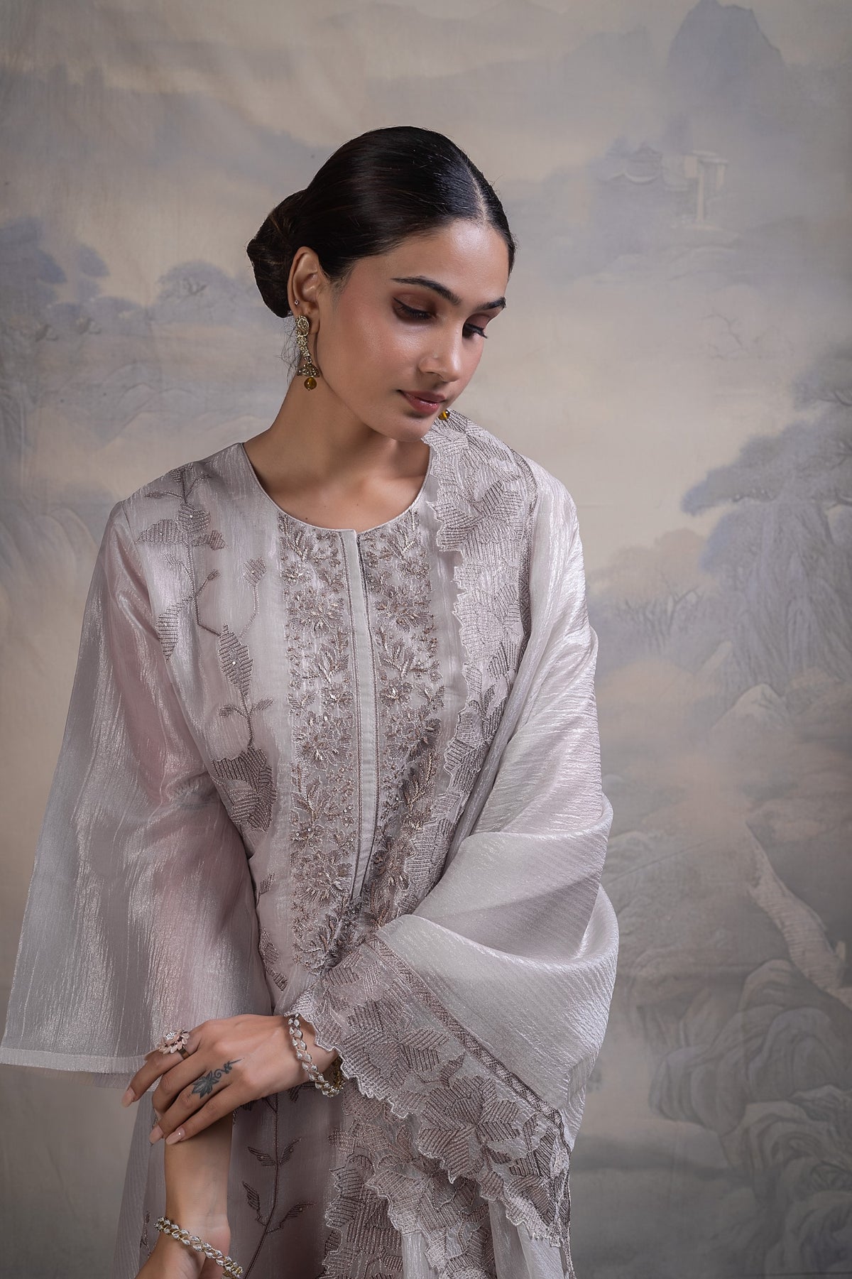 Ruhza Unstitched Kurta Set - Grey