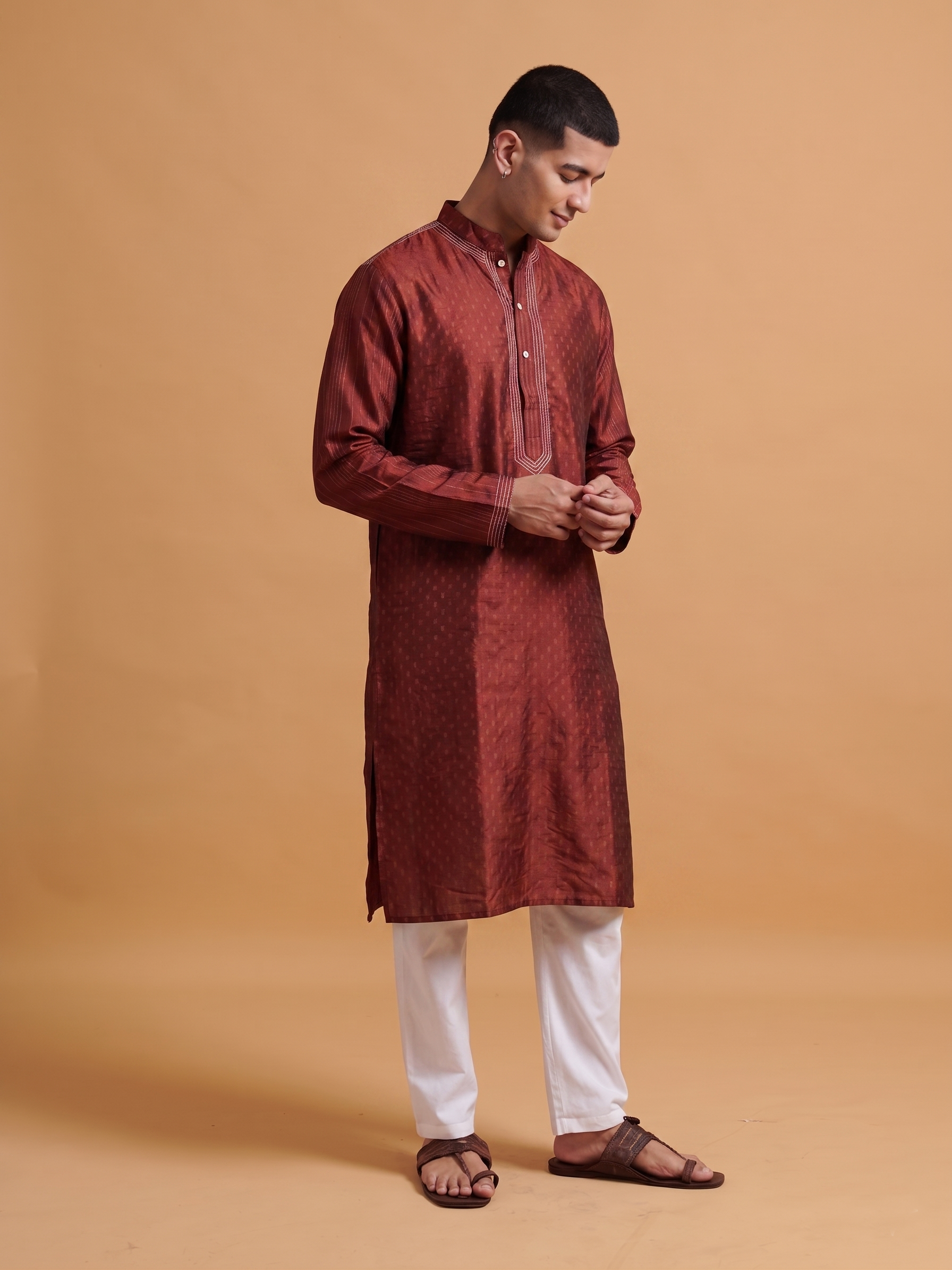 Vyom Kurta - Burgundy