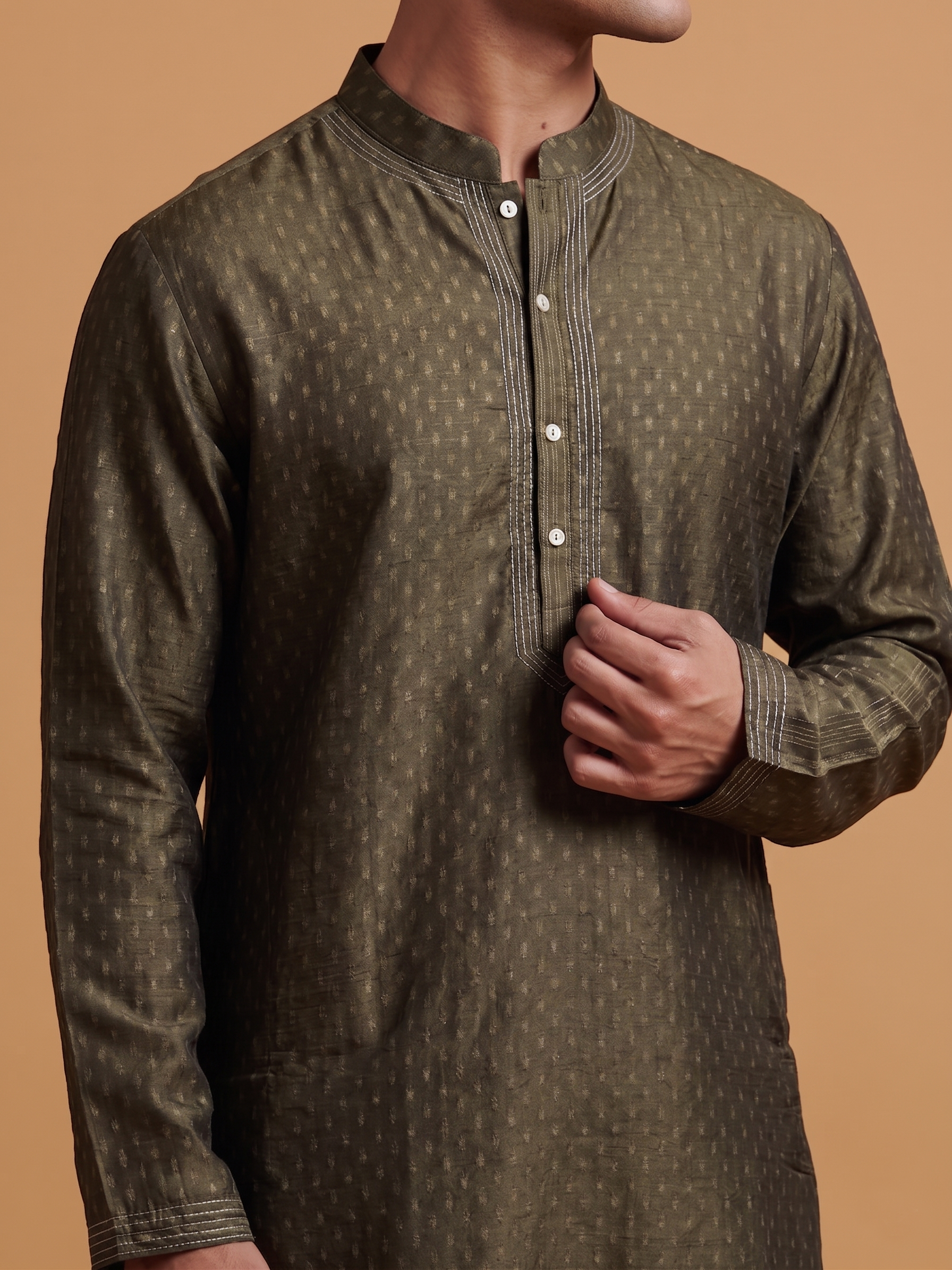 Vyom Kurta - Olive Green