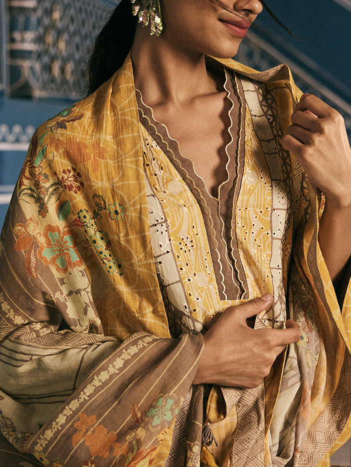 Rait Kurta Set - Yellow