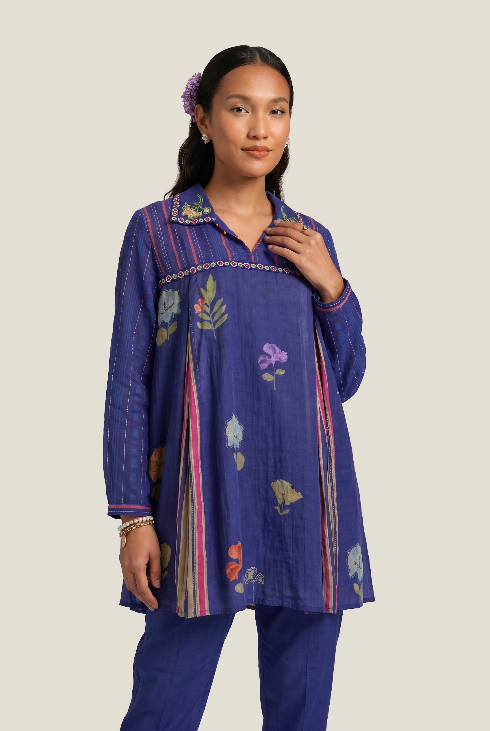 Phulkari top - Blue