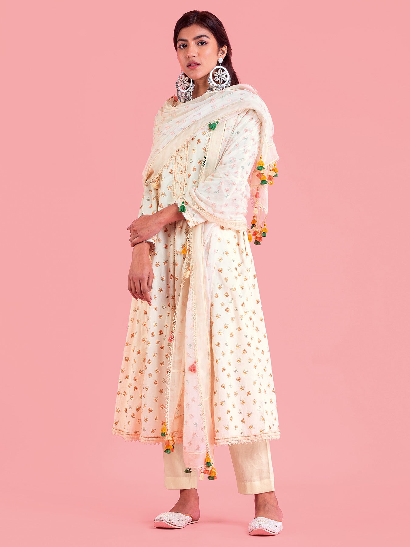 Frozen Off-White A-Line Kurta Set