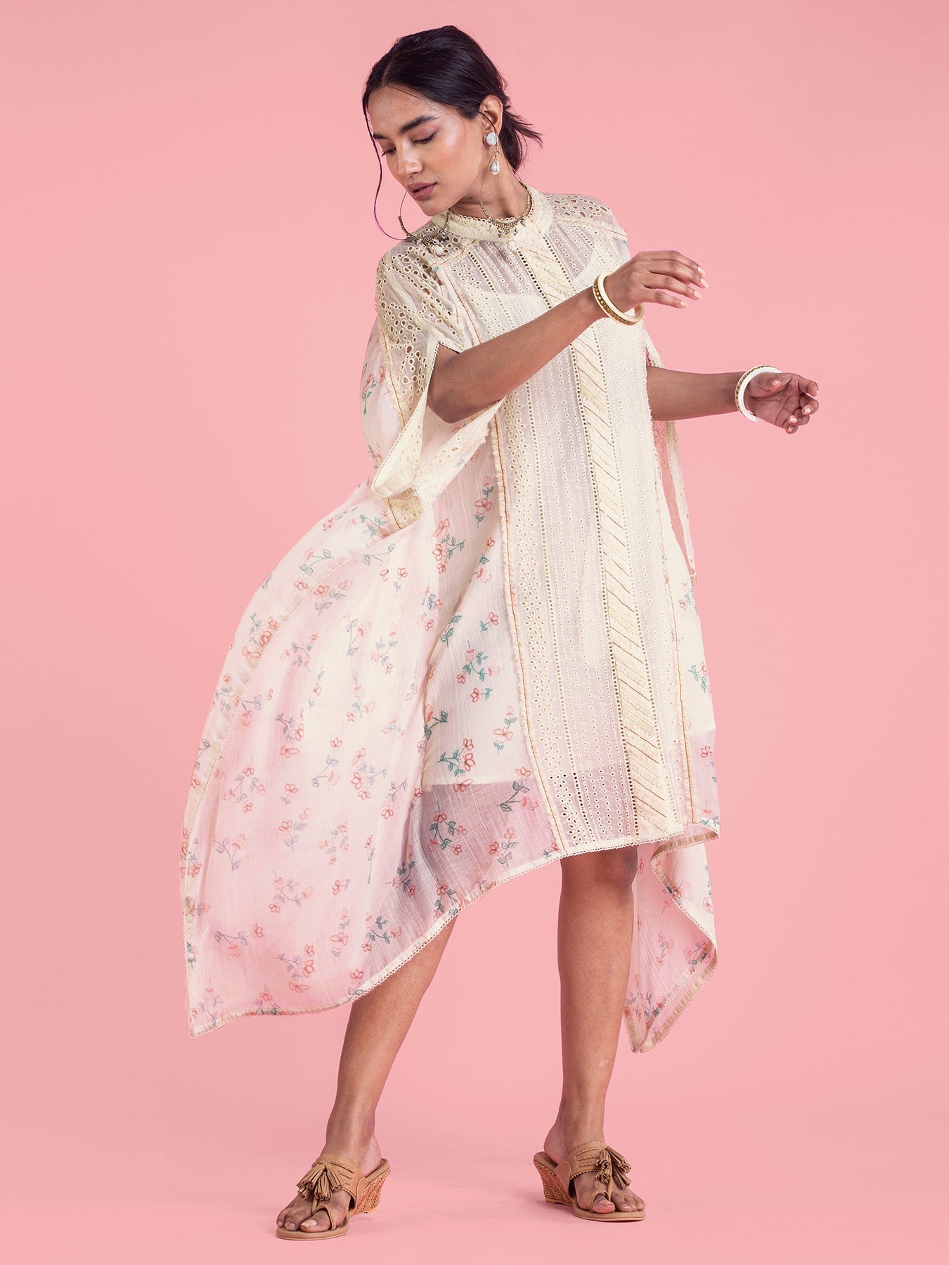 Frozen Off White Kaftan Dress