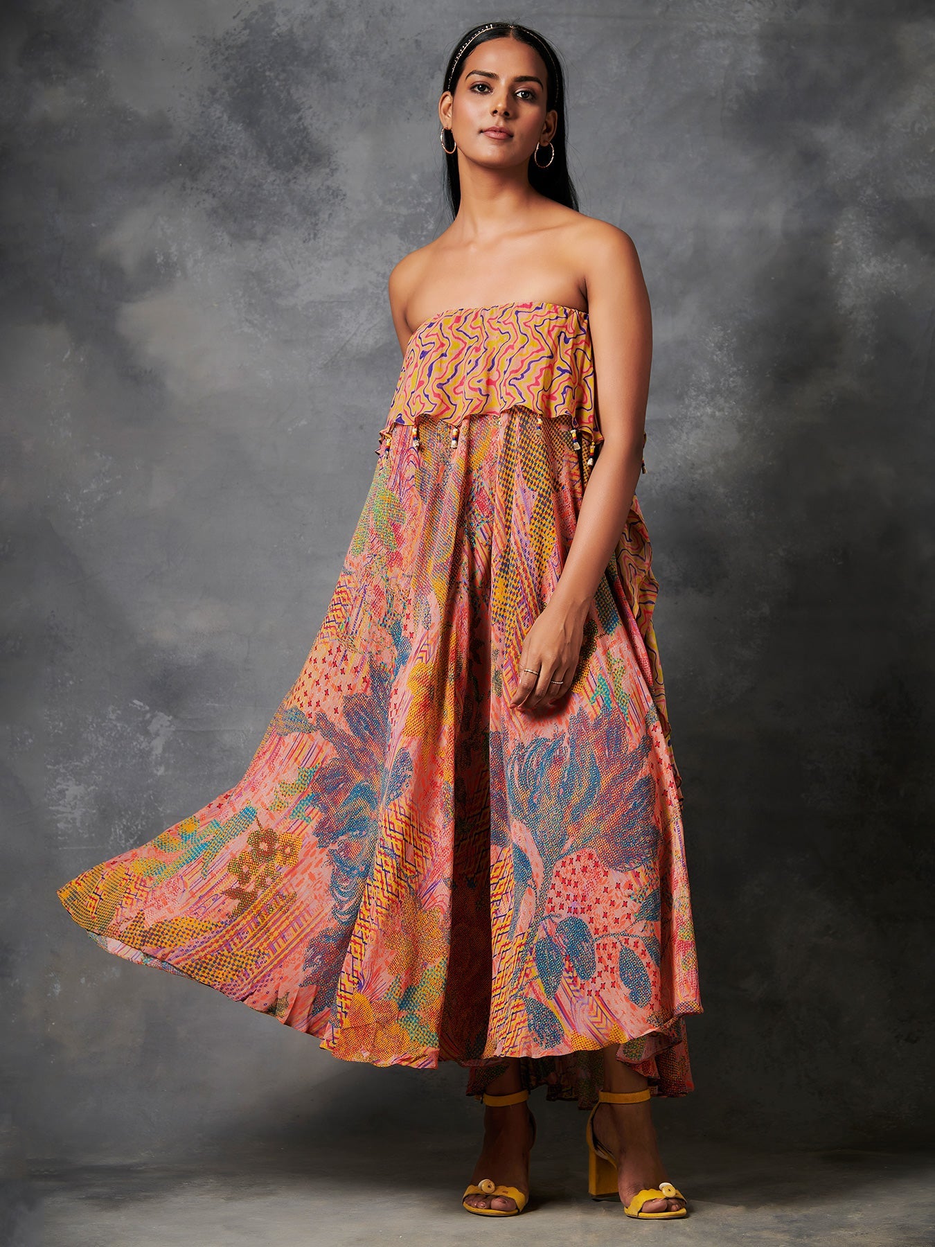 Konyak Peach Sheer Tube Dress