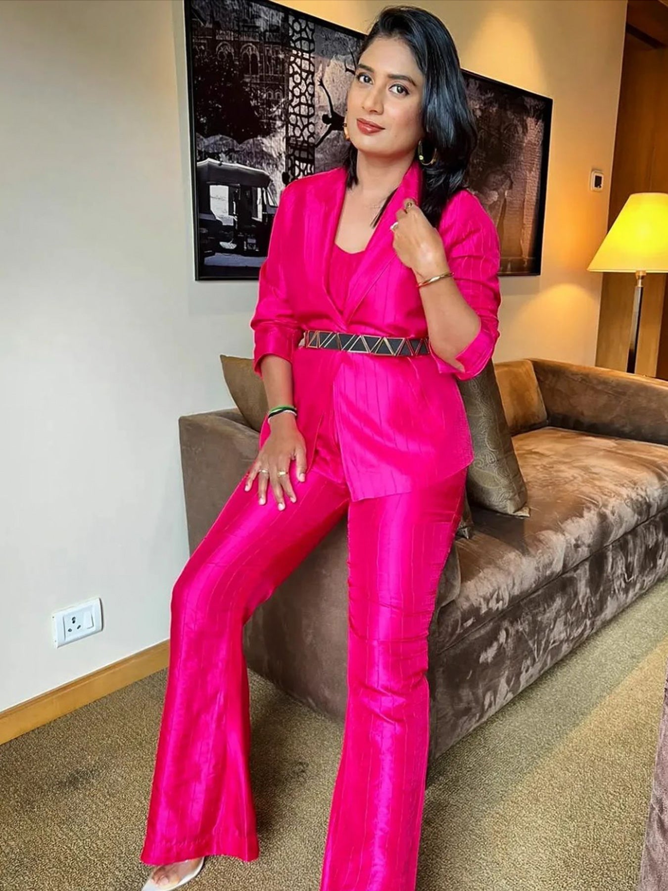 Power Pink Corset Co-ord Set with Jacket