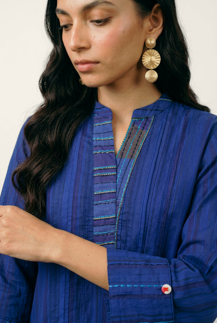 Blue Ledger Kurta Set - Blue