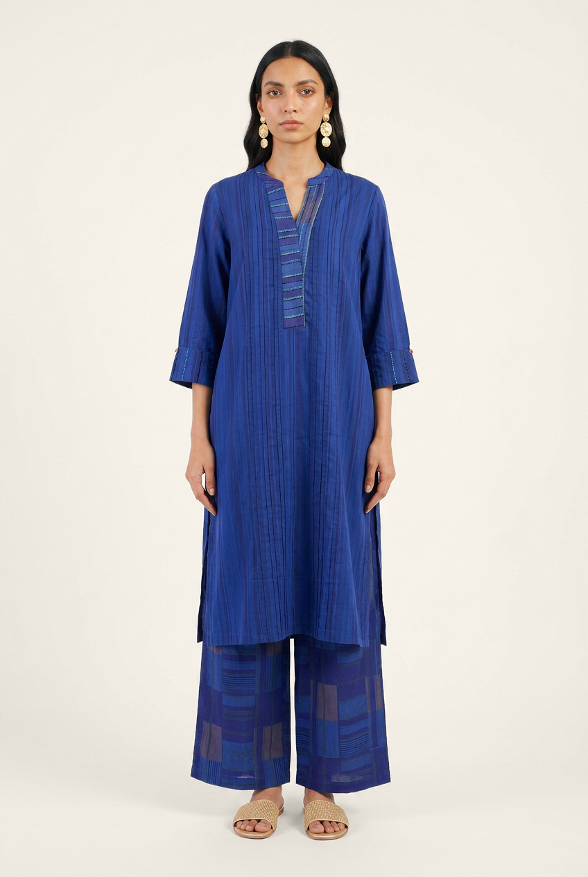 Blue Ledger Kurta Set - Blue