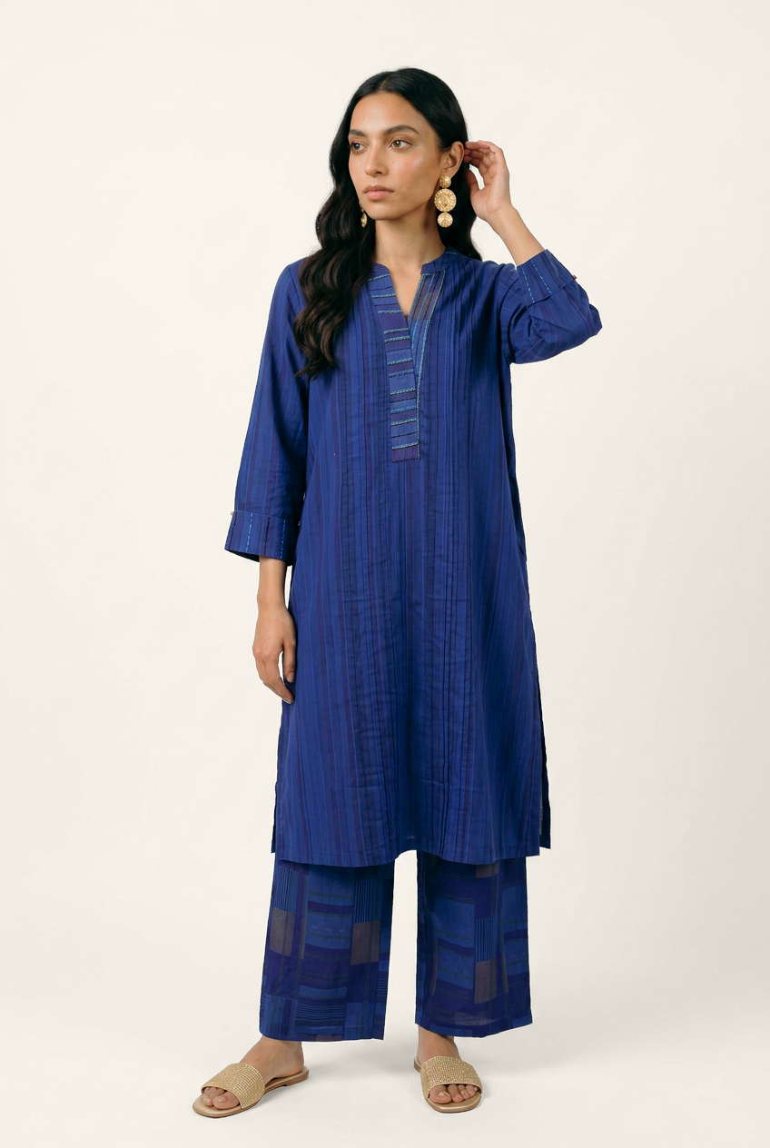 Blue Ledger Kurta Set - Blue