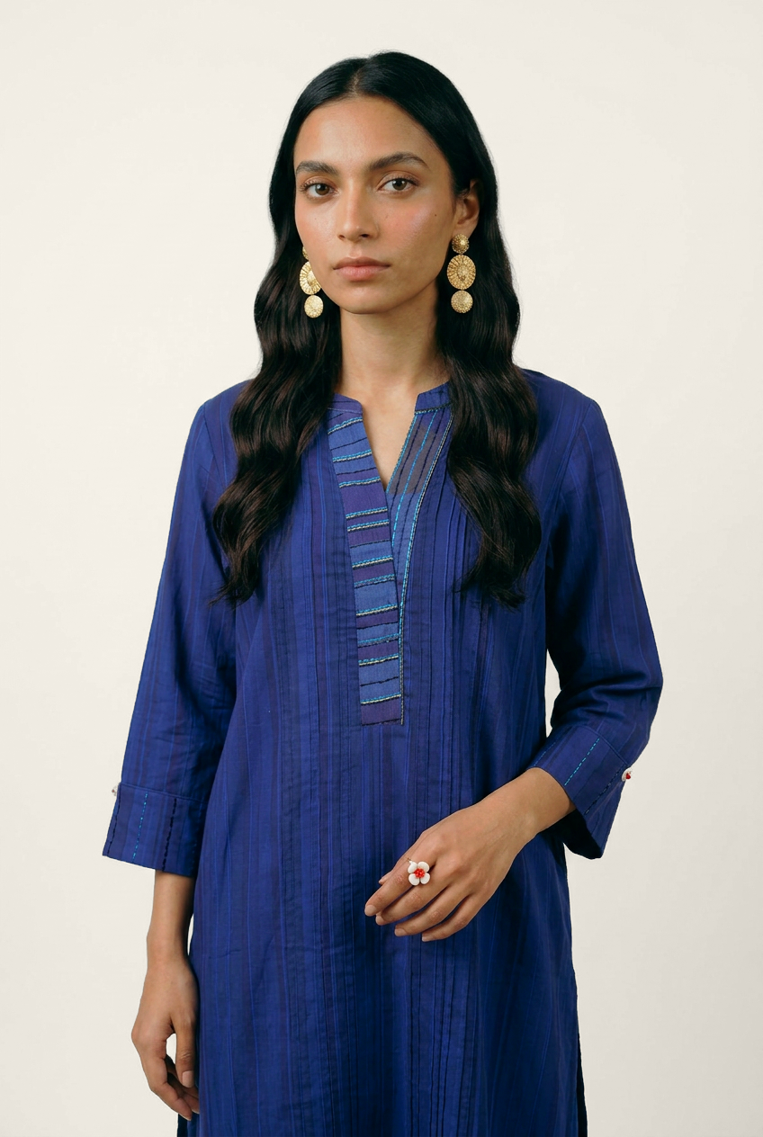 Blue Ledger Kurta Set - Blue