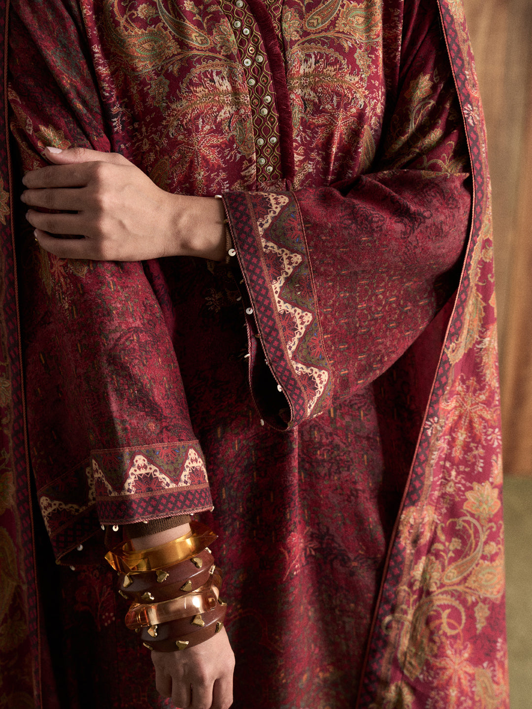 Noor-e-Gul Kurta Set - Maroon