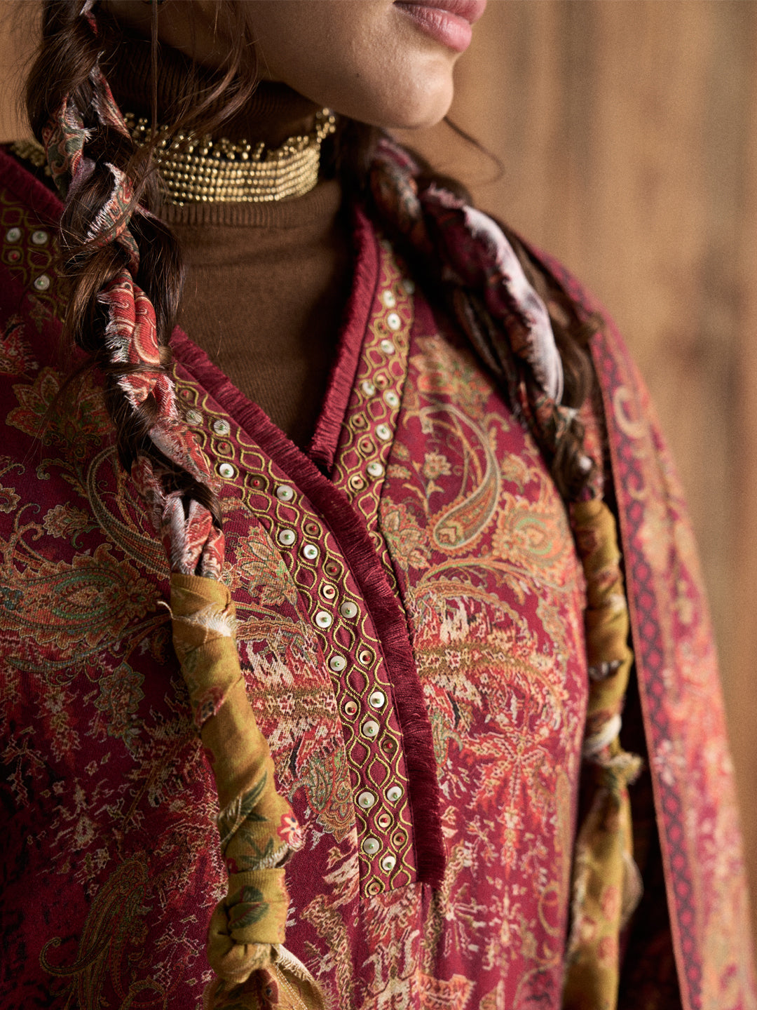 Noor-e-Gul Kurta Set - Maroon