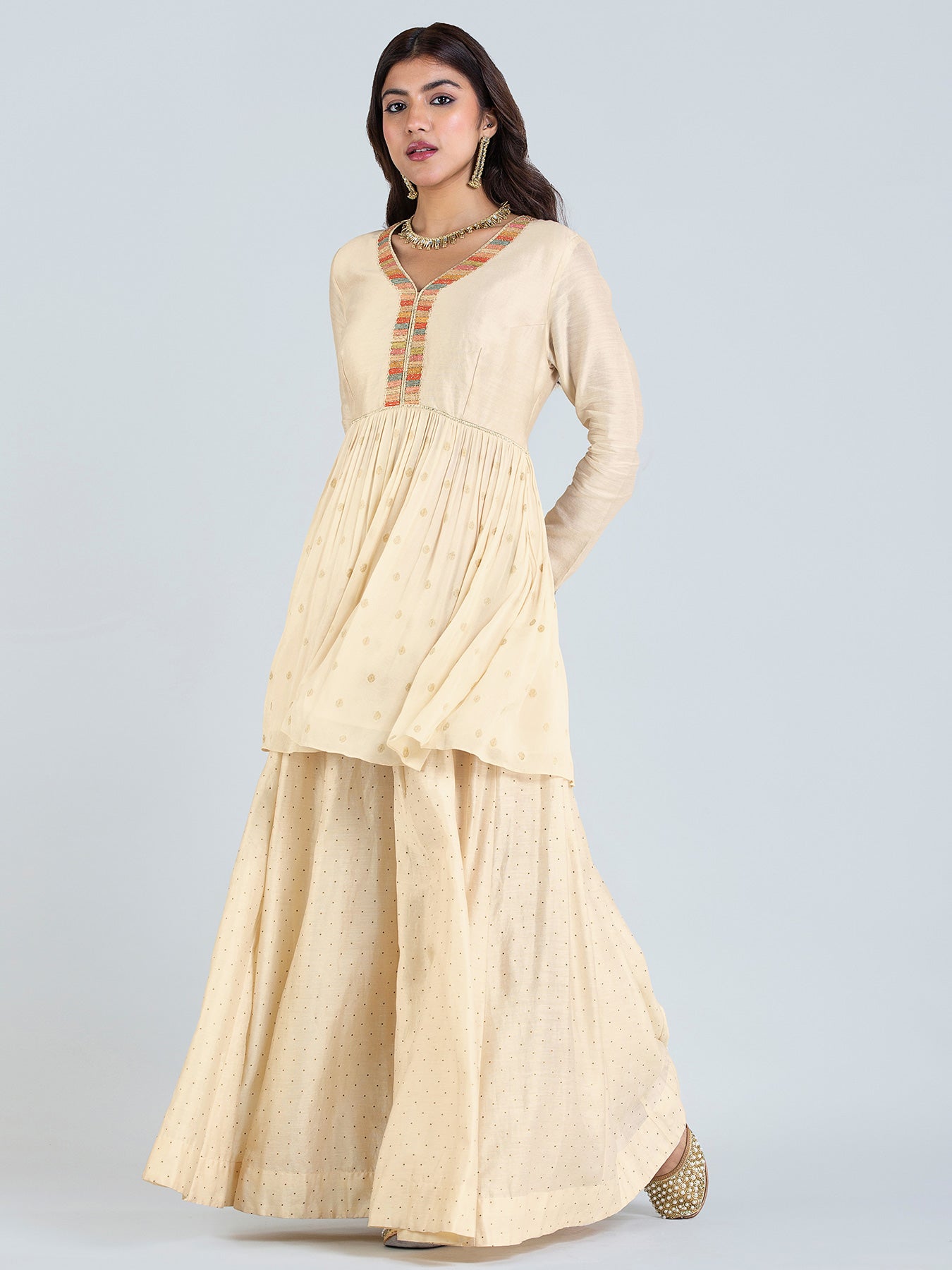 Vayu Zari Off White Sharara Set
