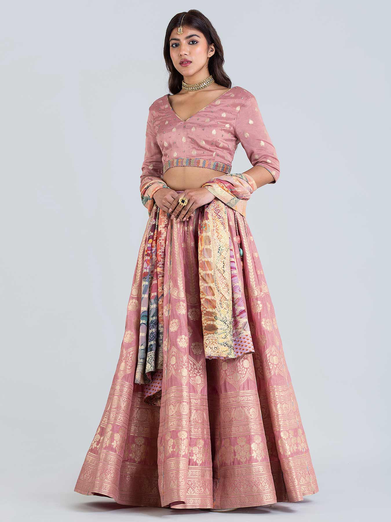 Vayu Zari Pink Lehenga Set with Dupatta