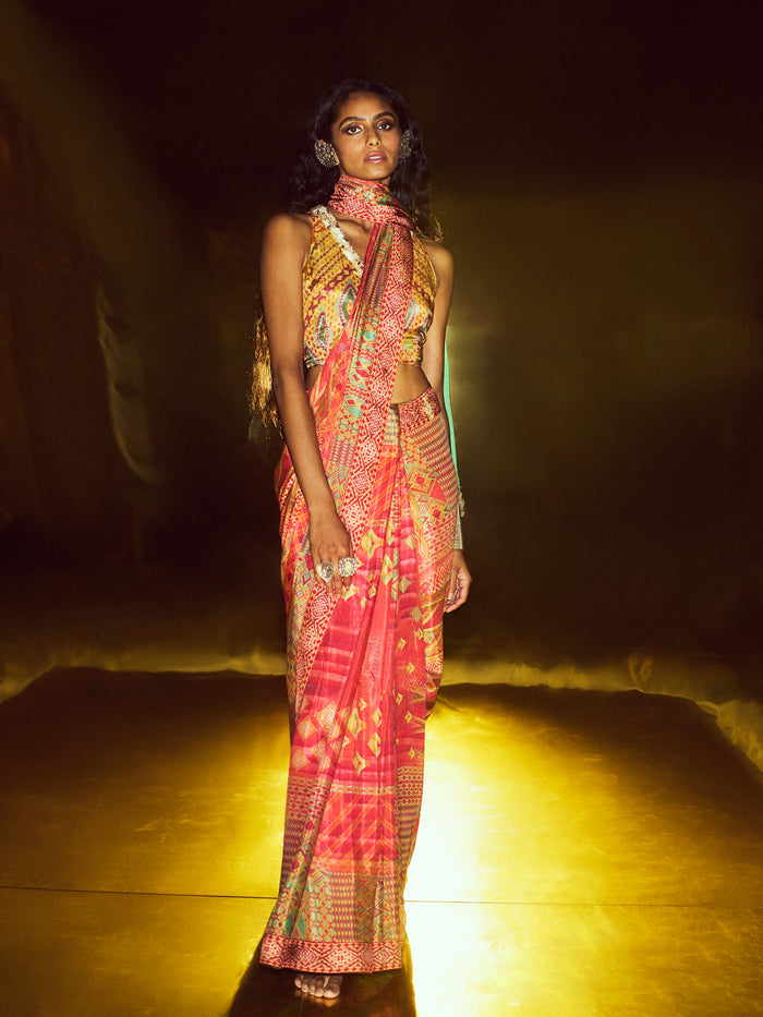 Orange and Mustard Saree | Shop Saundh