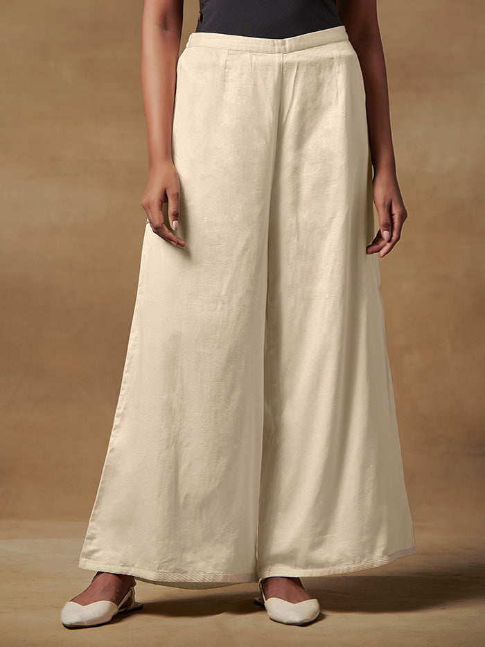 Off White Palazzo Flared Pants