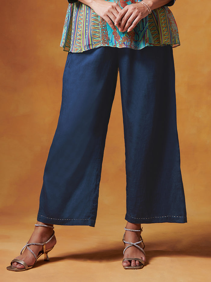 Blue Palazzo Pants | Shop Saundh