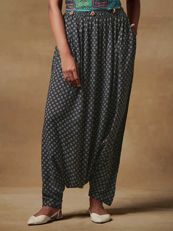Black Printed Zouave Pants | Shop Saundh