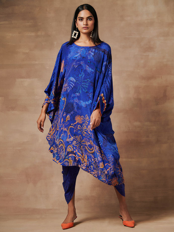 Indigo Kaftan Tunic Set | Shop Saundh