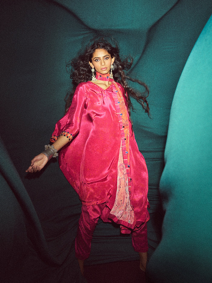Darkha Pink High Low Kurta Set