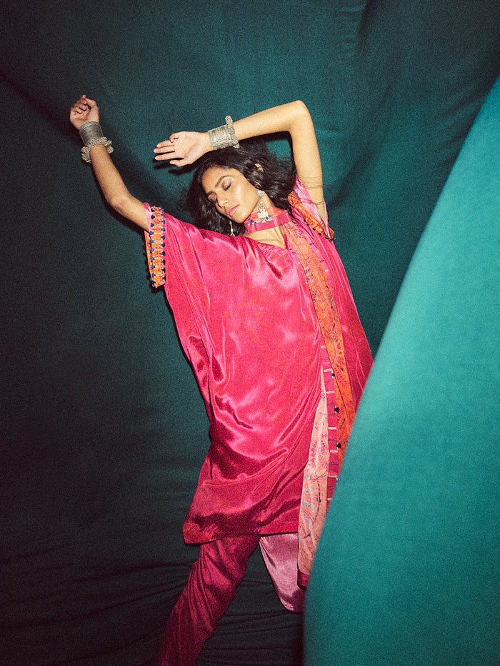 Darkha Pink High Low Kurta Set