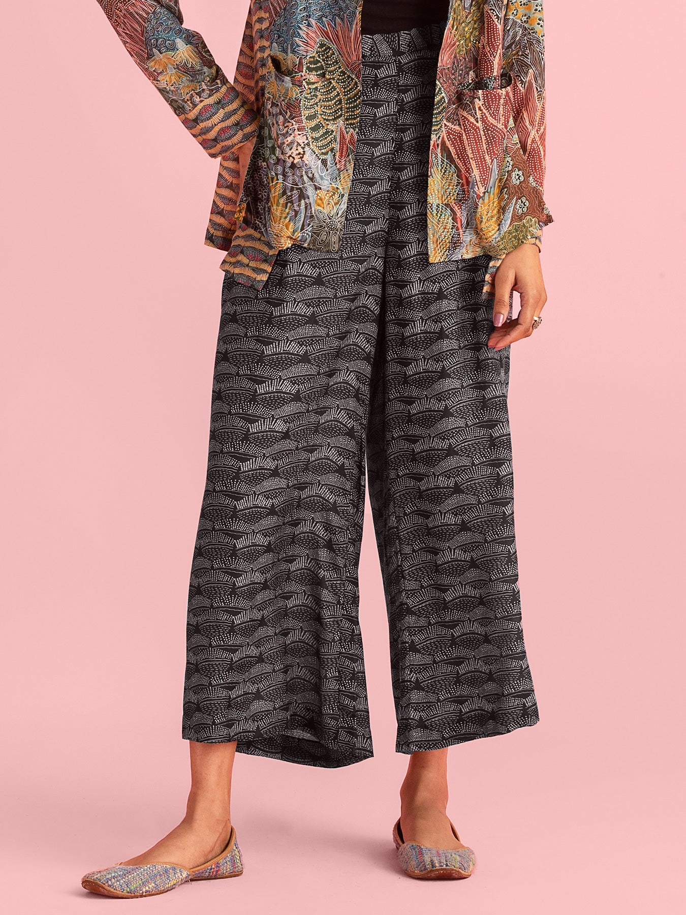 Black Cotton Satin Pant | Shop Saundh