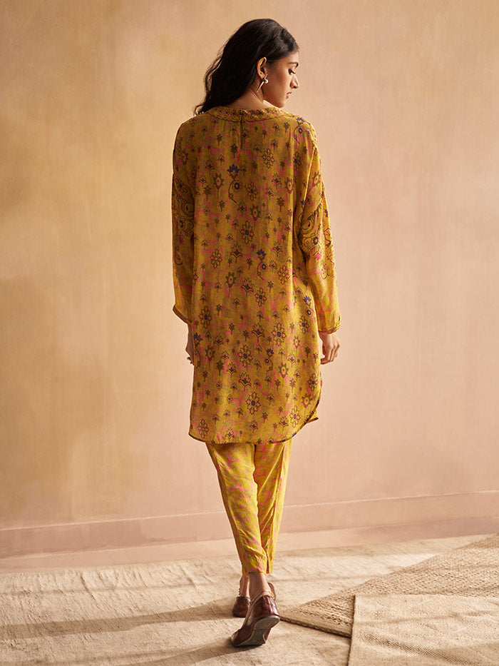 Yellow Printed Co-ord Set| Shop Saundh