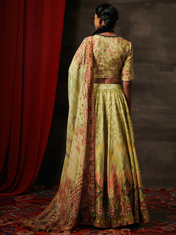 Olive Printed Lehenga Set | Shop Saundh